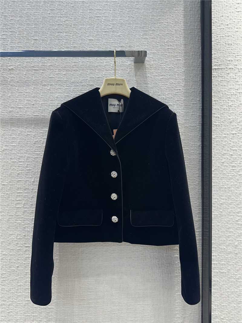M1um1u new navy collar velvet suit
