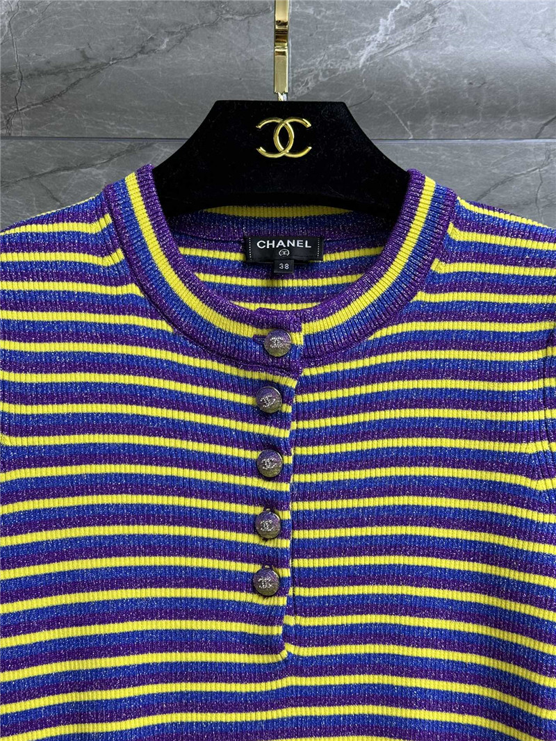 Ch**el striped knitted button t-shirt