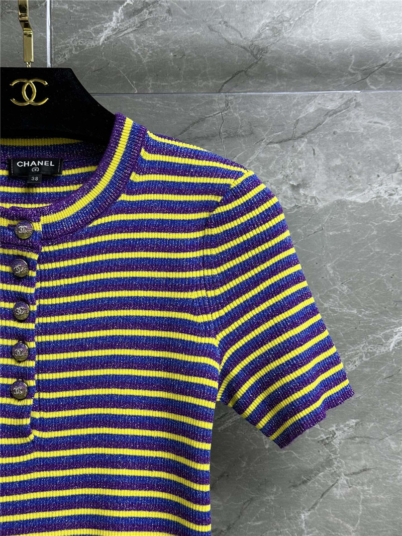 Ch**el striped knitted button t-shirt