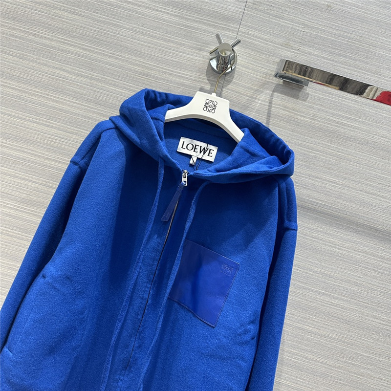 L0ew* hooded leather cashmere jacket