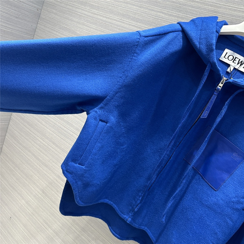 L0ew* hooded leather cashmere jacket
