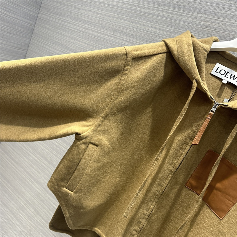 L0ew* hooded leather cashmere jacket