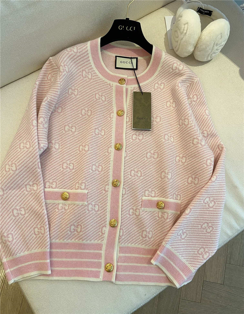 Gvc*1 jacquard gg knitted cardigan pink