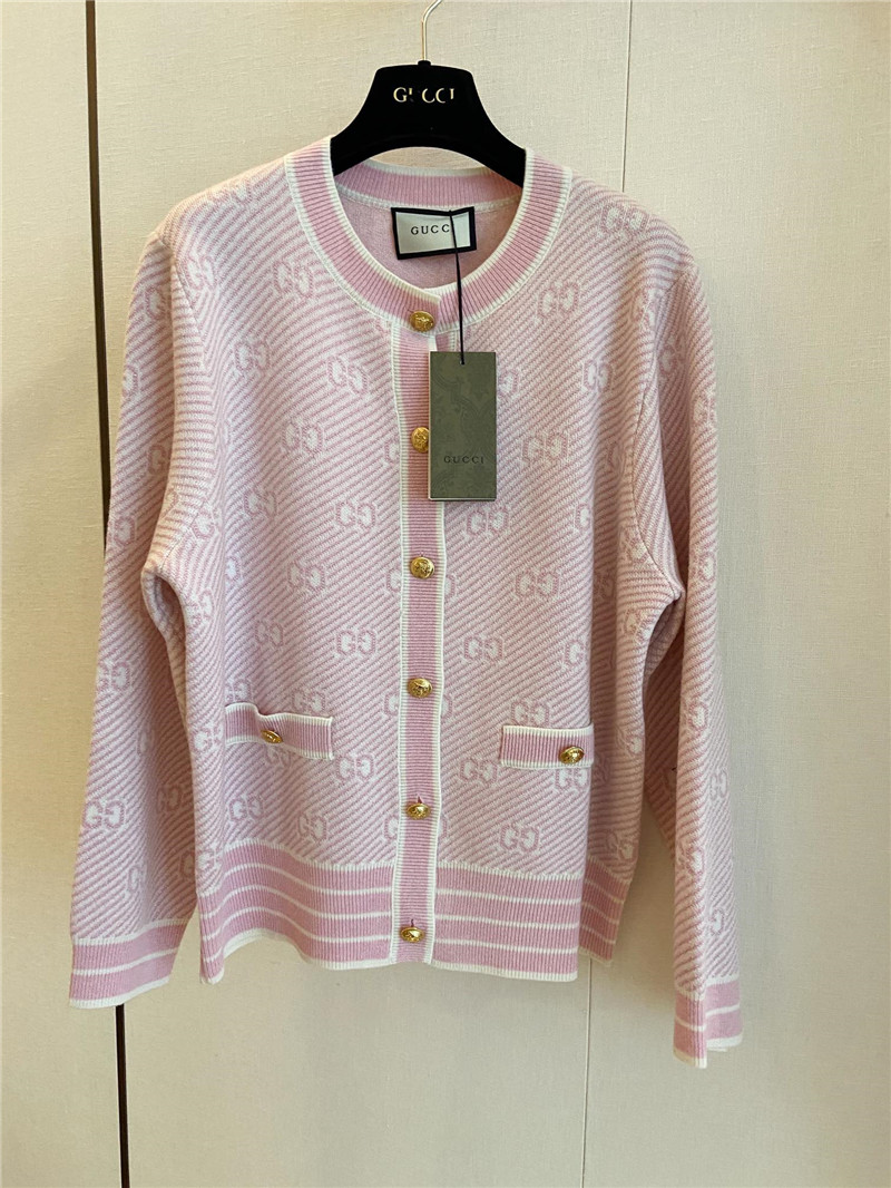 Gvc*1 jacquard gg knitted cardigan pink