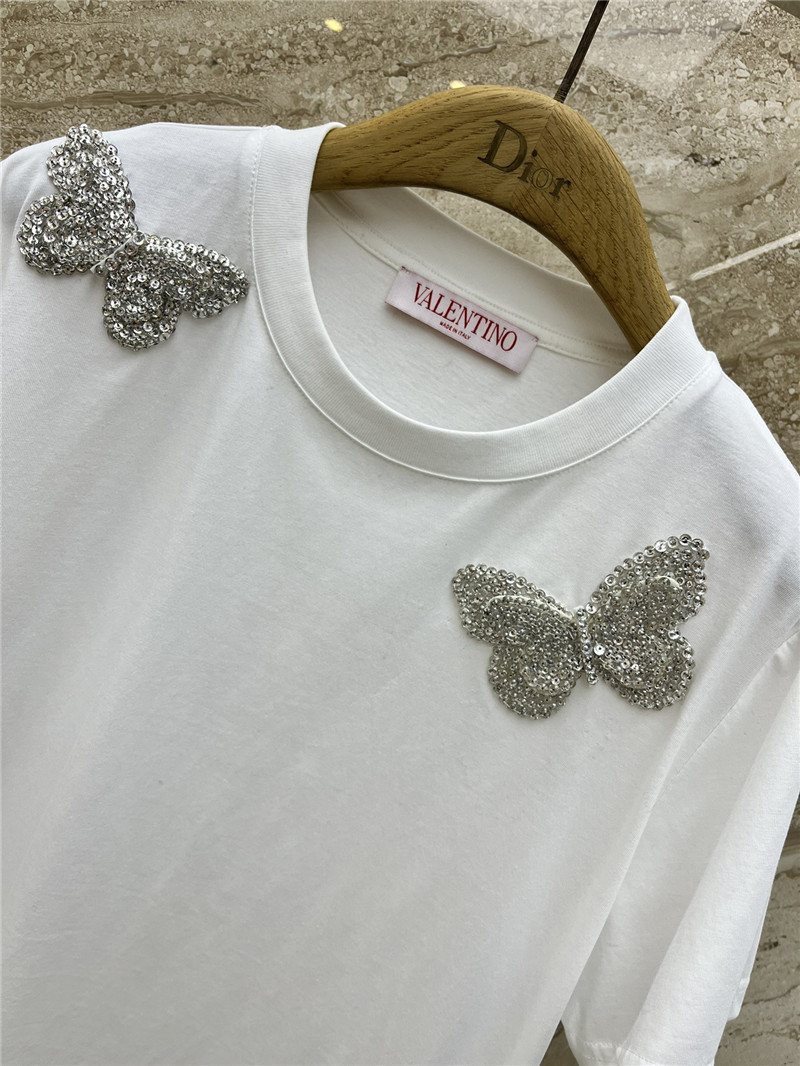 Va1e*ntin0 early spring crystal butterfly t-shirt