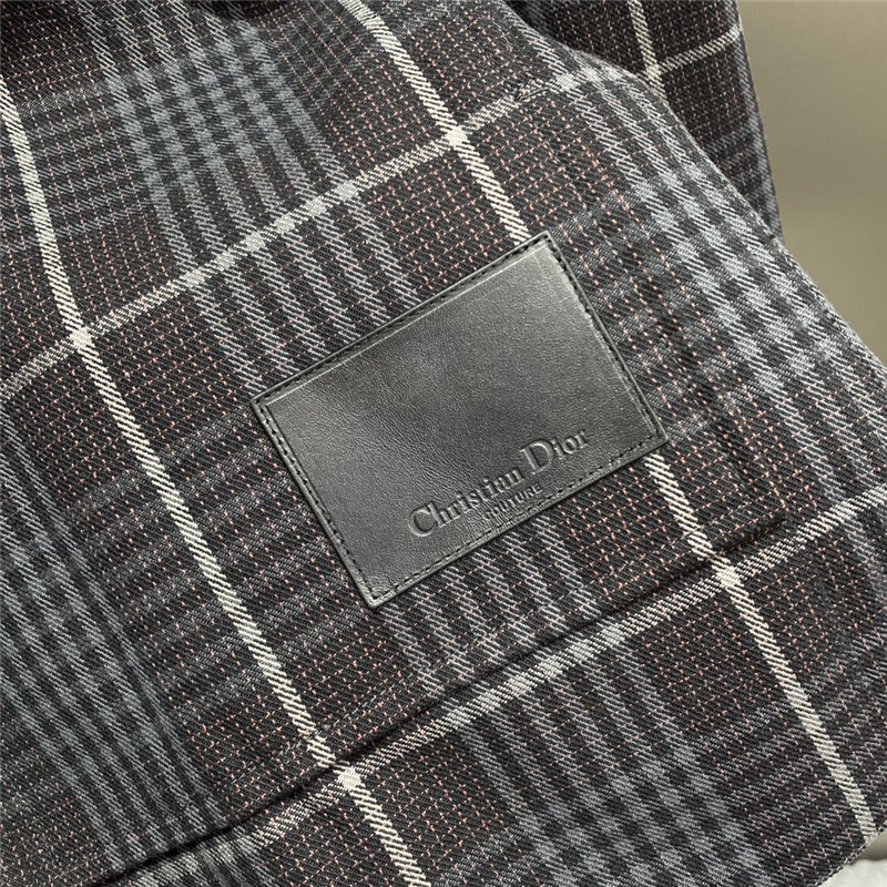D10r plaid long lapel denim jacket