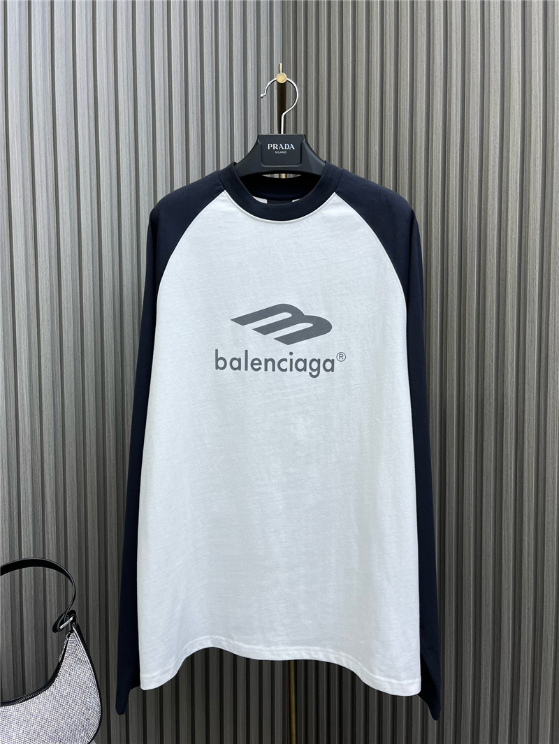 Ba1en*iaga letter print patchwork long sleeve t-shirt