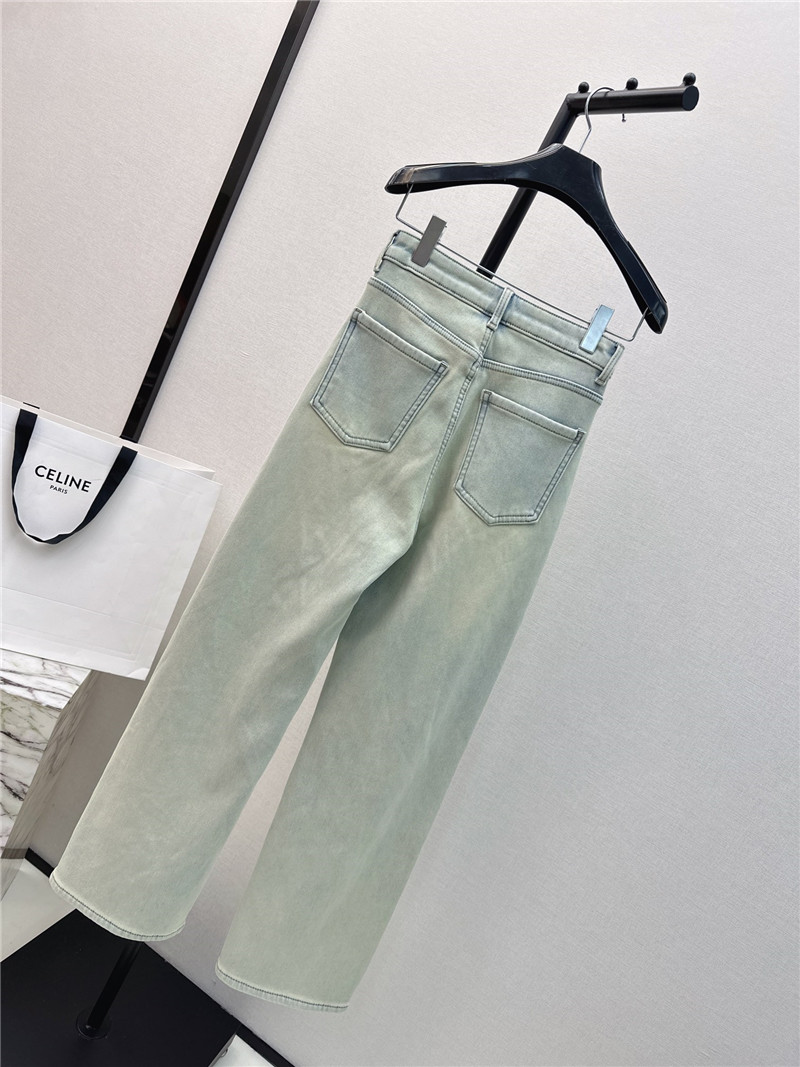 Ce1i*e new logo flocked decorative velvet jeans