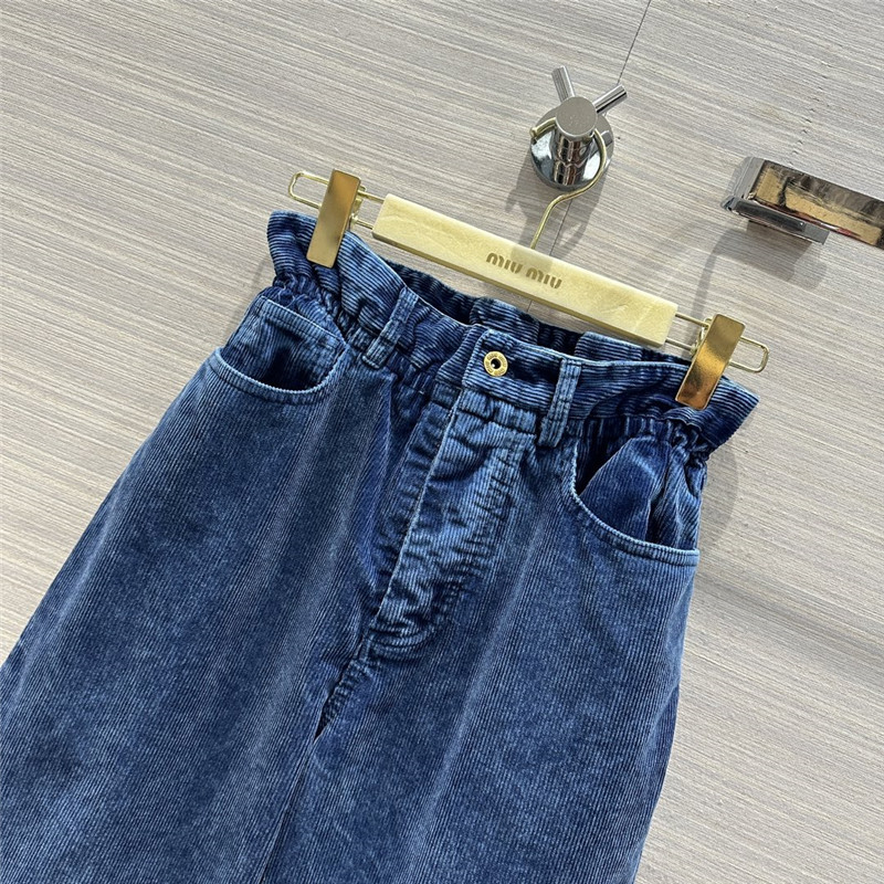 M1um1u distressed washed corduroy trousers