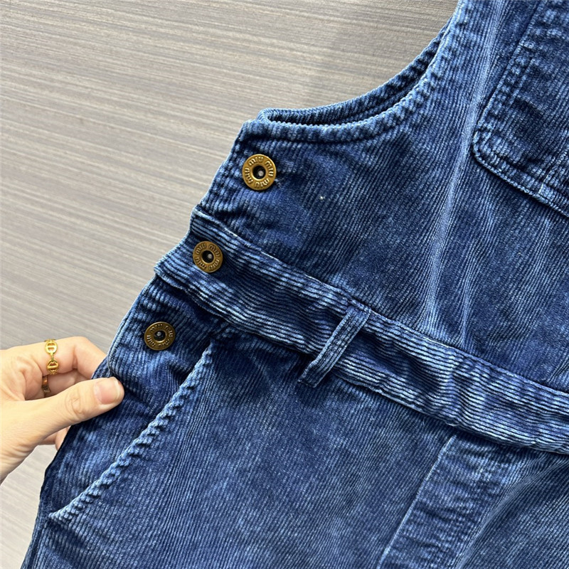 M1um1u distressed washed corduroy overalls jumpsuit