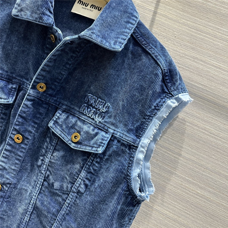 M1um1u distressed washed corduroy vest jacket