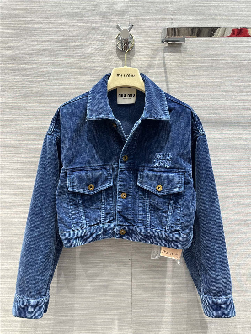 M1um1u distressed washed corduroy short jacket