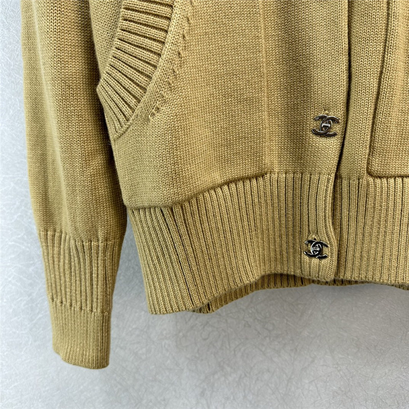 Ch**el logo ribbed neck knit cardigan