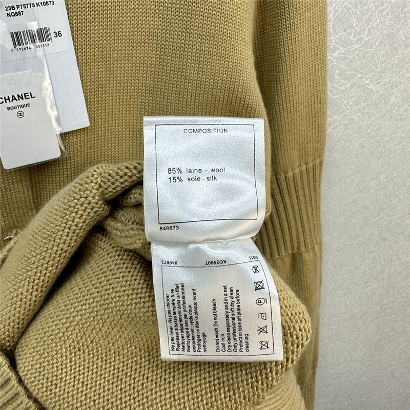 Ch**el logo ribbed neck knit cardigan