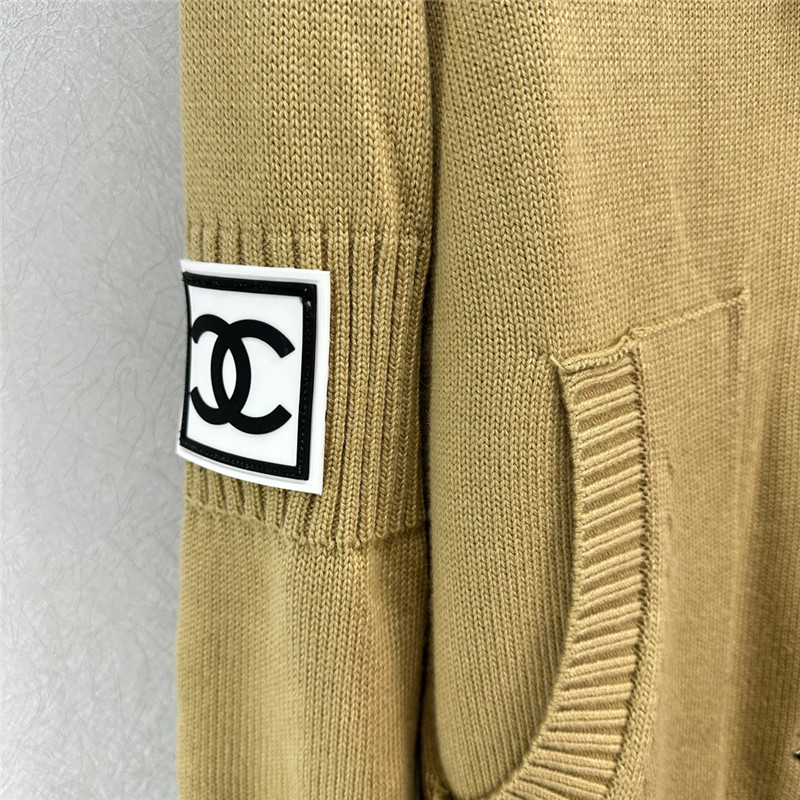 Ch**el logo ribbed neck knit cardigan