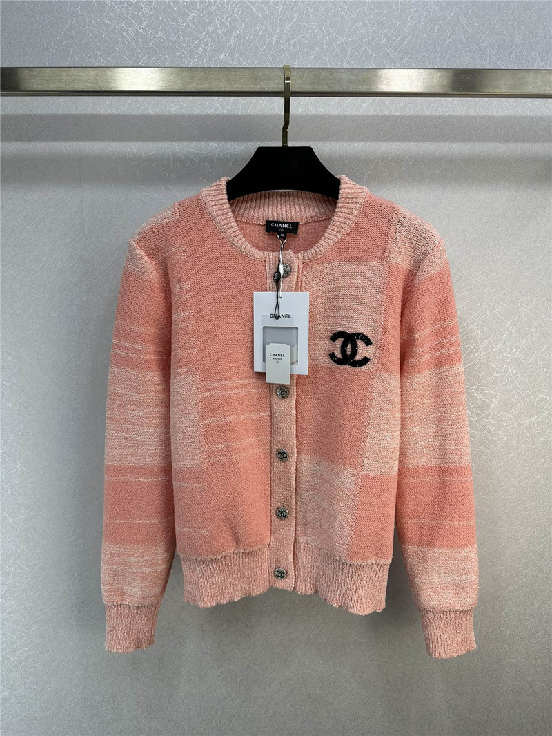 Ch**el logo plaid knitted cardigan