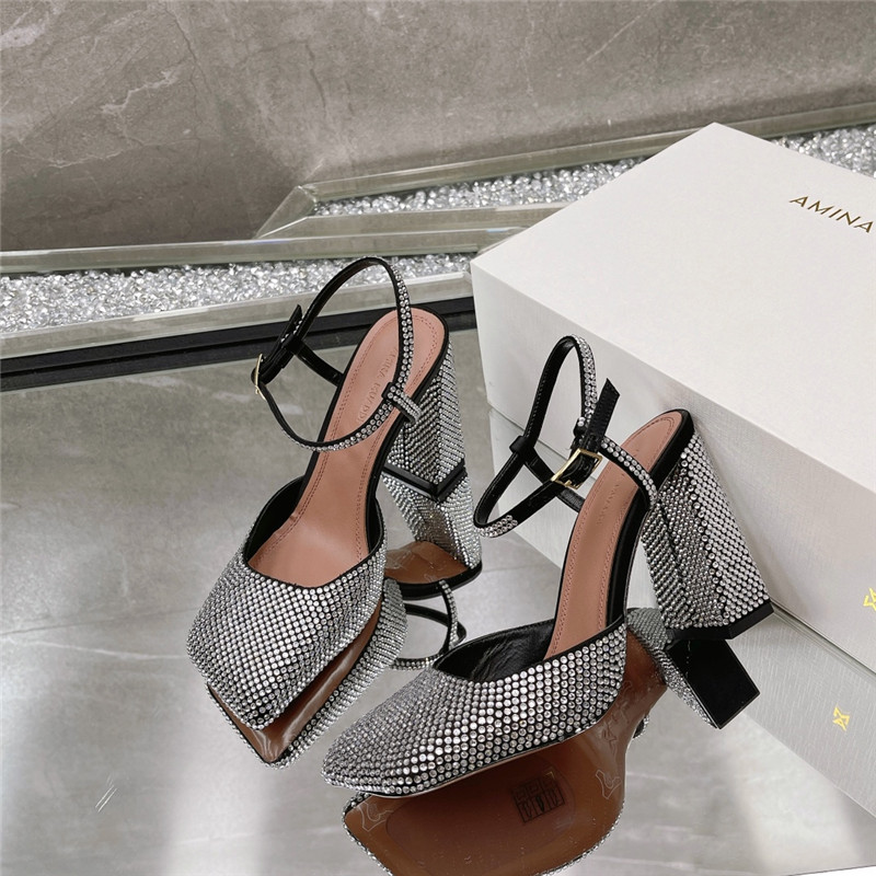 Amina Muaddi angular square-toe sandals