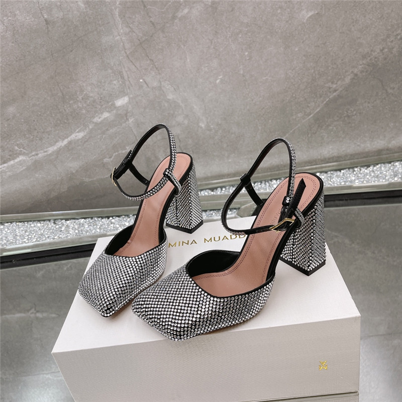 Amina Muaddi angular square-toe sandals
