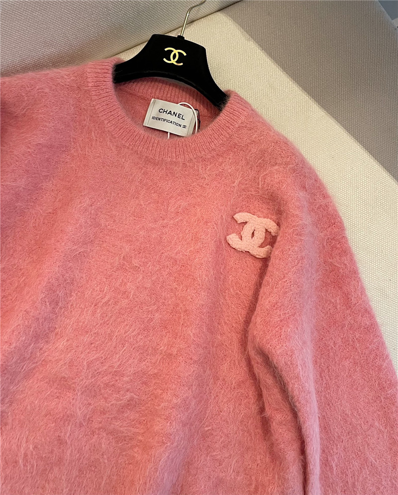 Ch**el logo alpaca sweater pink