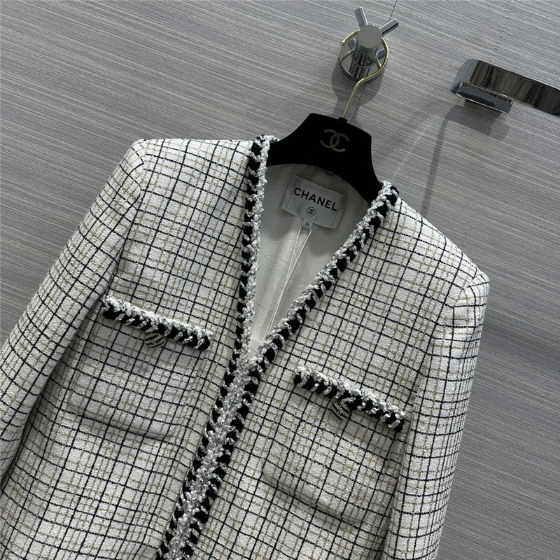 Ch**el fake two piece sleeve striped jacket