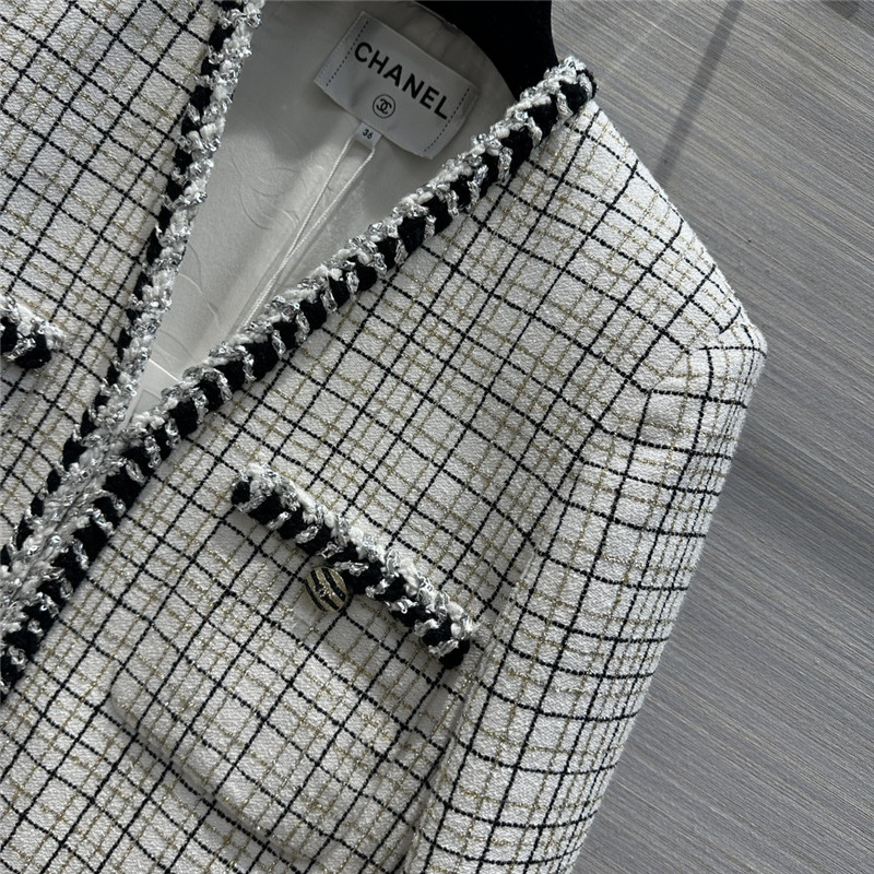 Ch**el fake two piece sleeve striped jacket