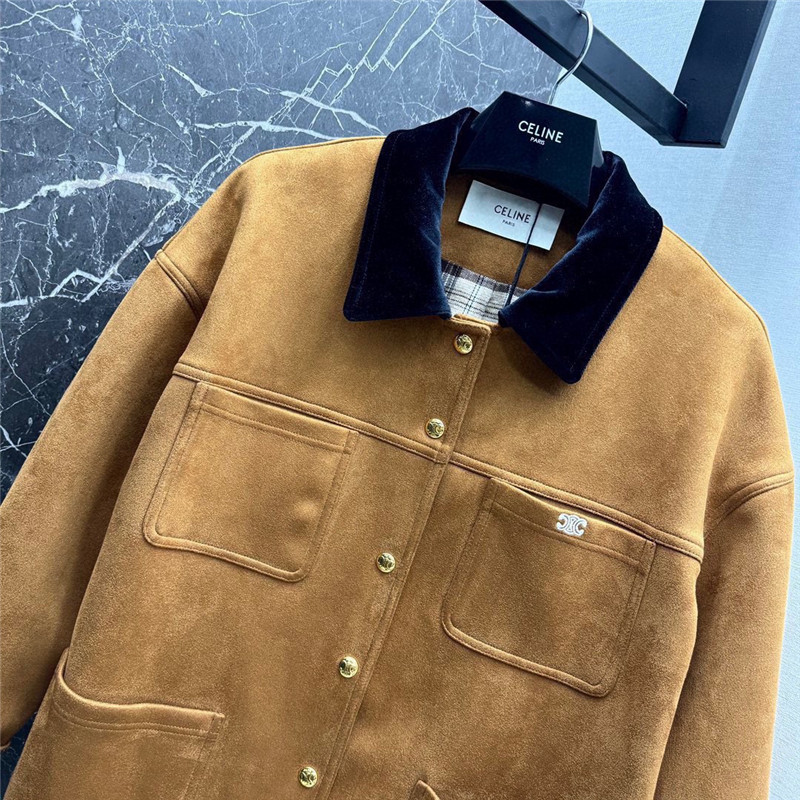 Ce1i*e eco-friendly deerskin velvet loose silhouette jacket