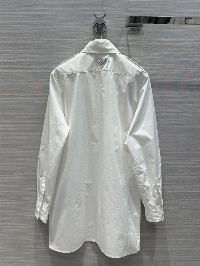 Pra*a white shirt dress with rhinestone buttons