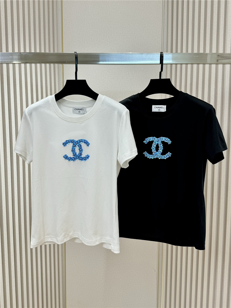 Ch**el letter print round neck short sleeve t-shirt