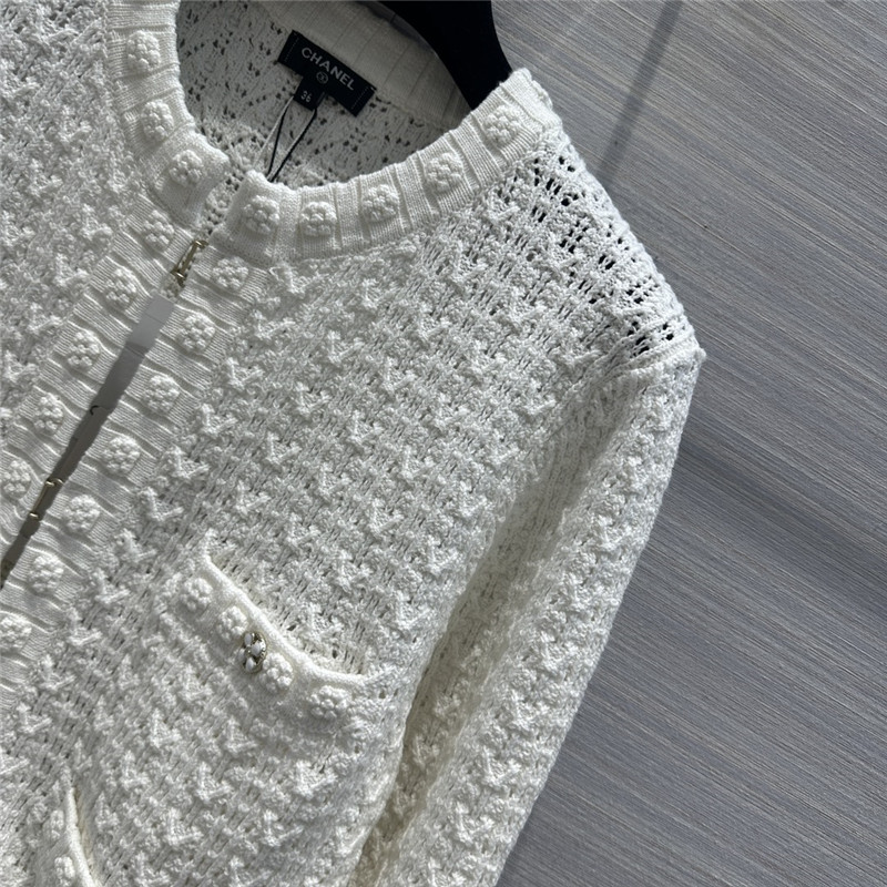 Ch**el hollow embossed braided cardigan