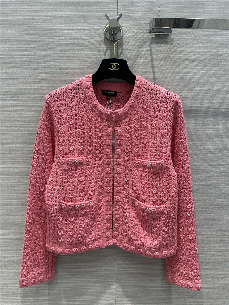 Ch**el hollow embossed braided cardigan