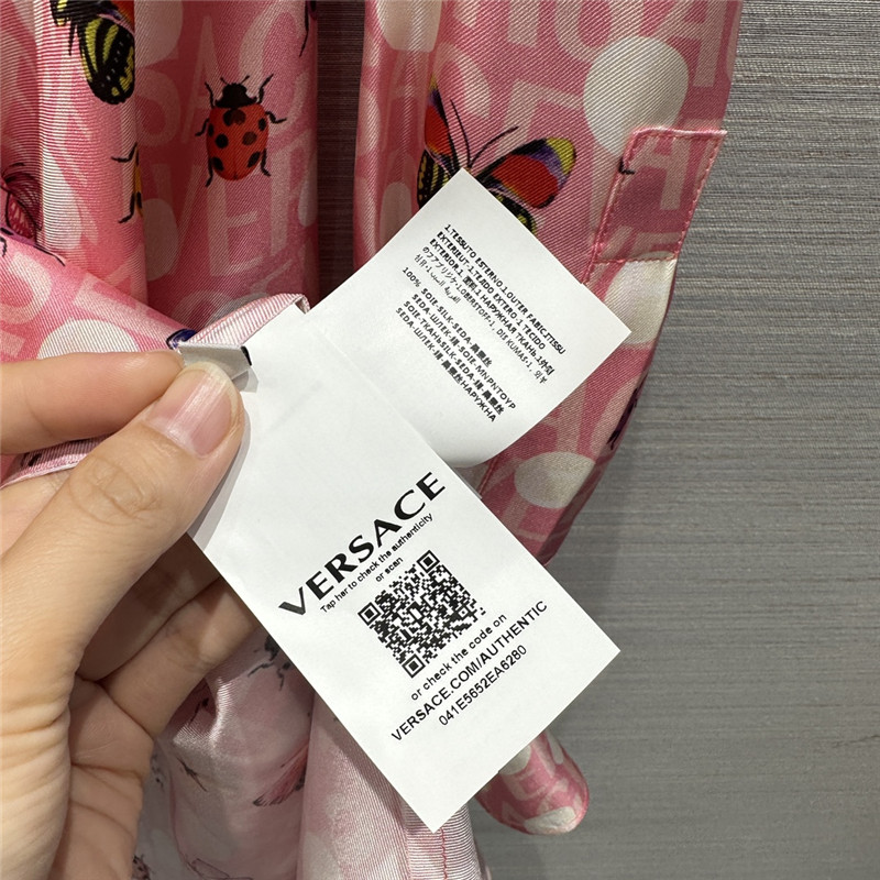 Versace dopamine color polka dot beetle print lotus silk dress