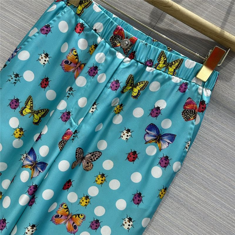 Versace dopamine color polka dot print silk pants
