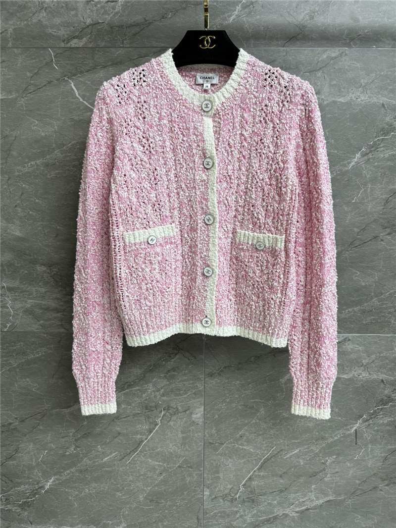 Ch**el color block hollow cardigan