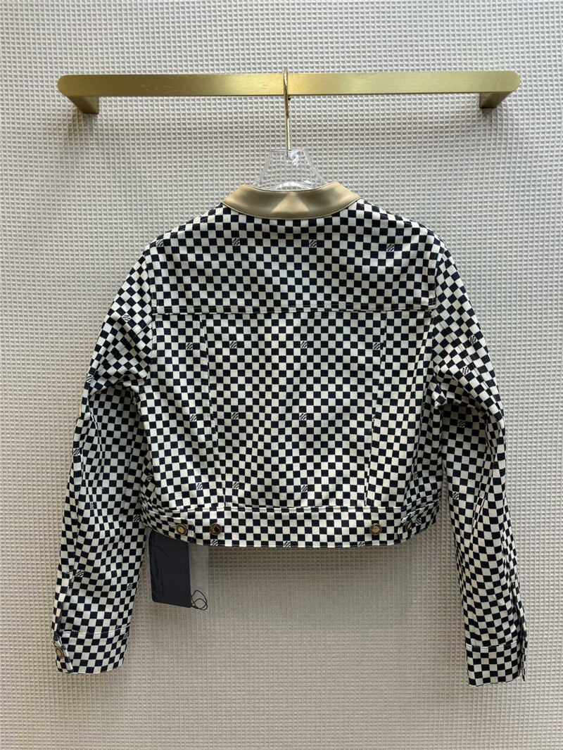 l0vis Vvtt0n lv stand collar checkerboard short jacket