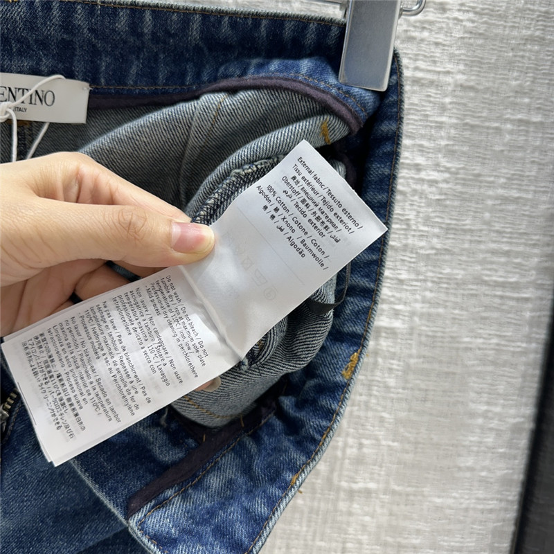 Va1e*ntin0 gradient color block denim wide leg pants