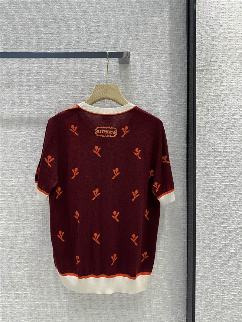 H**me5 new red floral knitted top