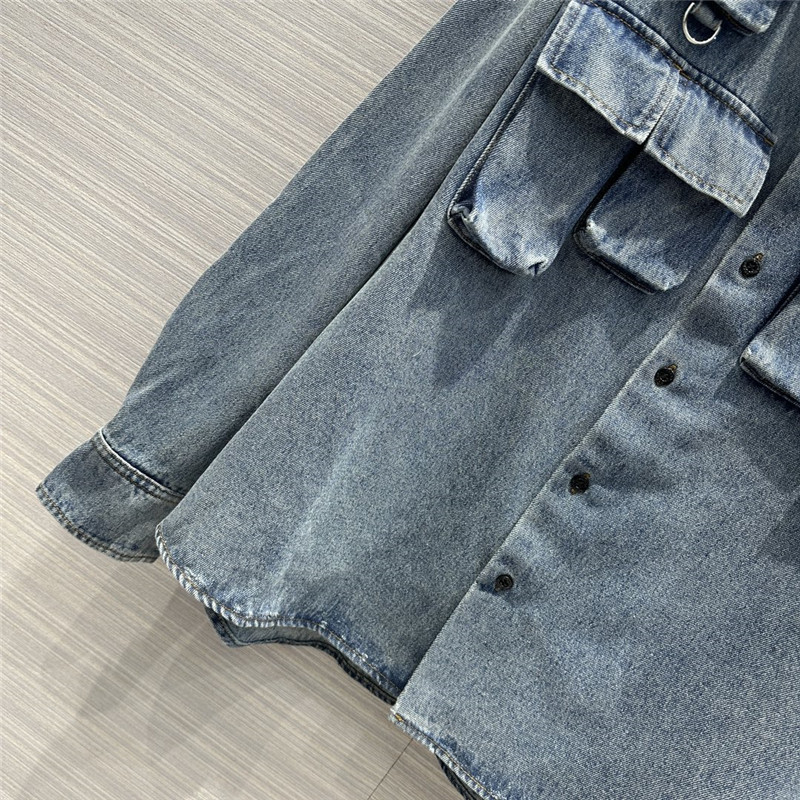 Pra*a enzyme washed nostalgic denim shirt jacket