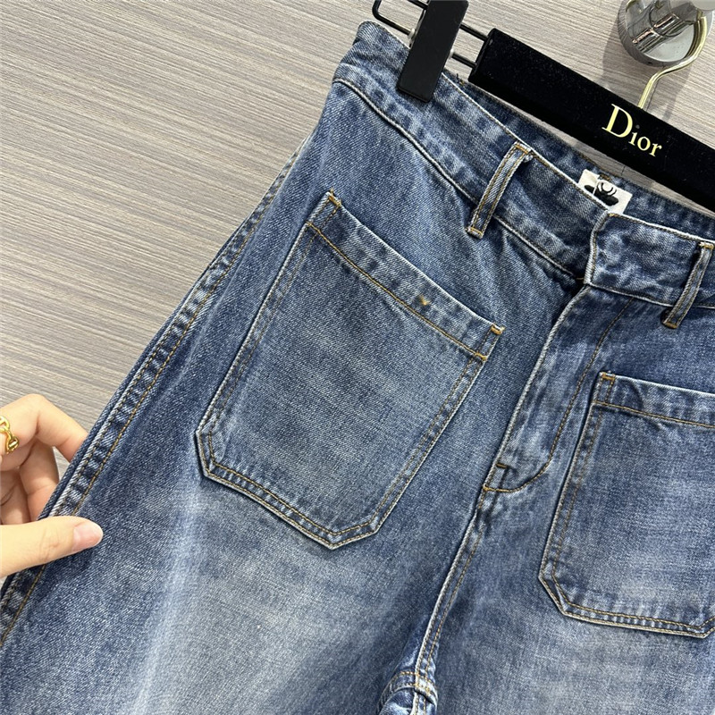 D10r mid-high waist double pocket straight jeans
