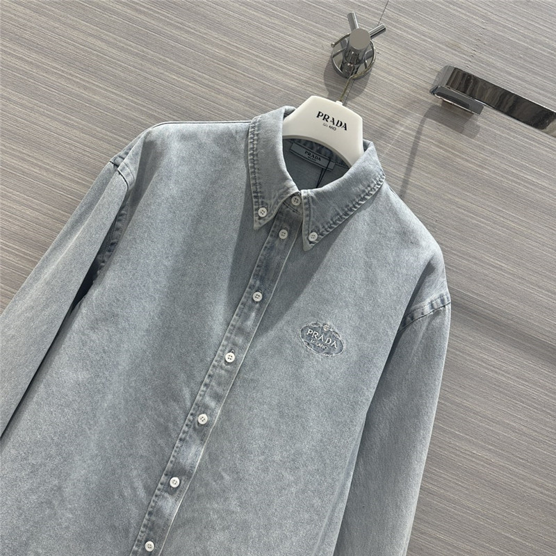 Pra*a vintage enzyme washed premium denim shirt