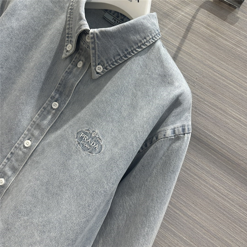 Pra*a vintage enzyme washed premium denim shirt