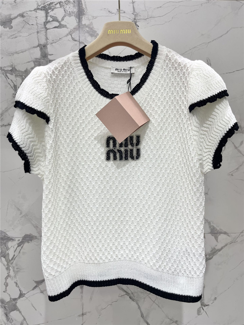 M1um1u hot rhinestone cake sleeve sweater