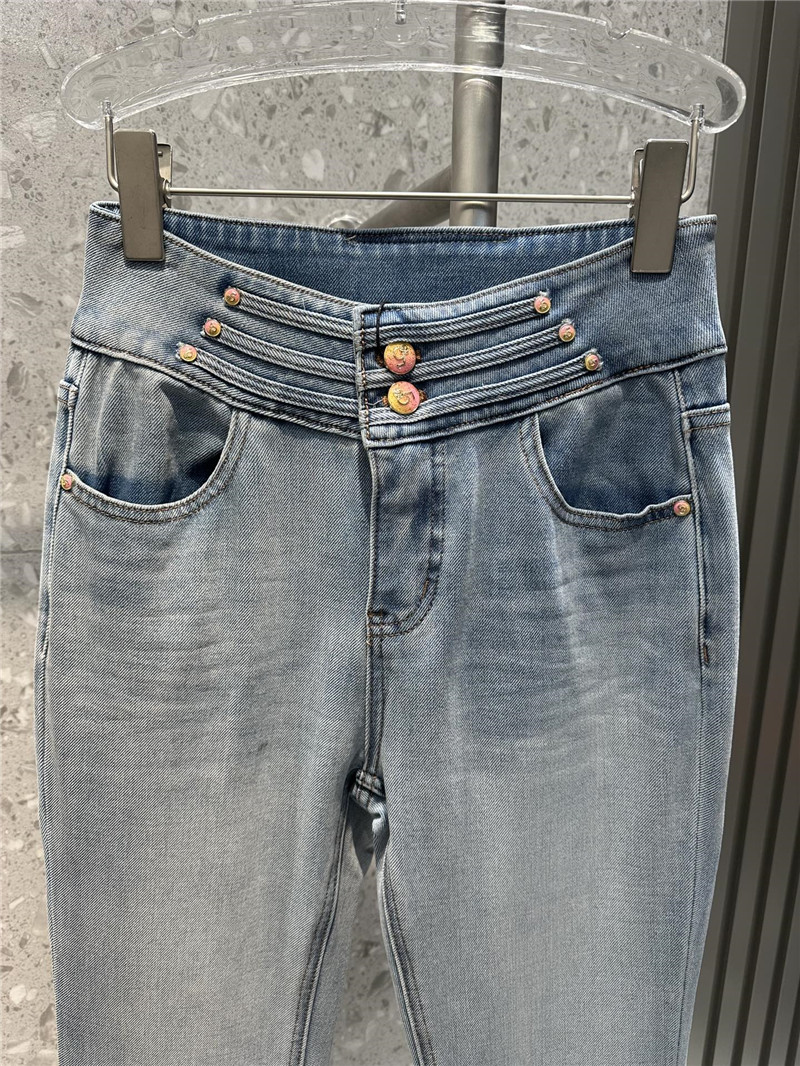 Ch**el high elastic two button retro spicy jeans