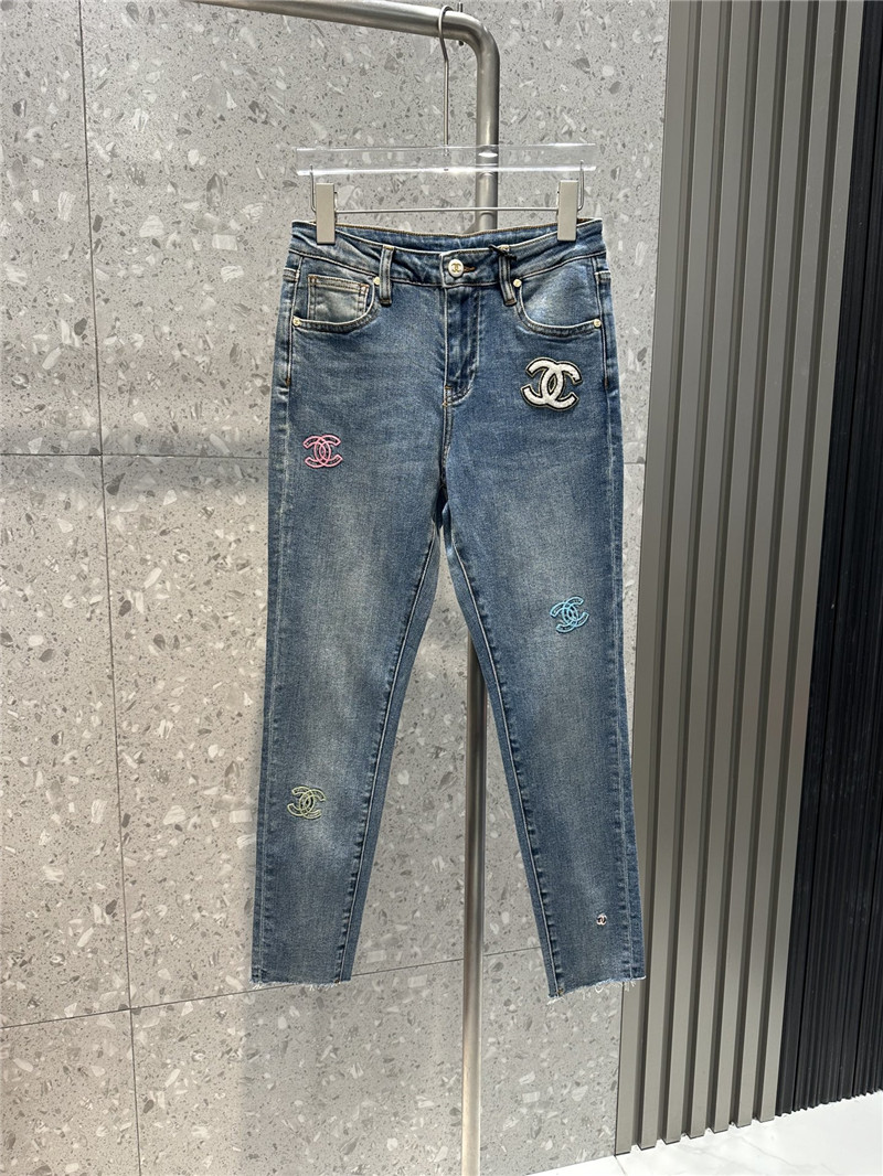 Ch**el new embroidered double c slim jeans