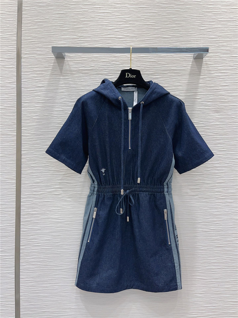 D10r retro denim hooded sweatshirt dress