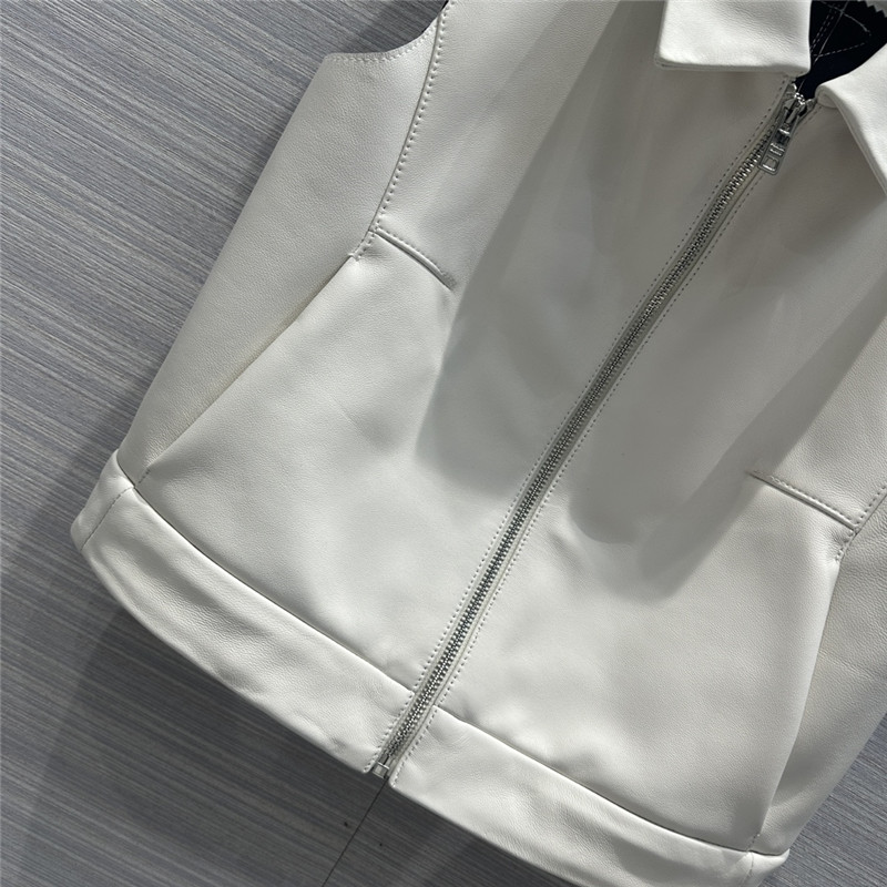 Pra*a premium white leather vest small jacket