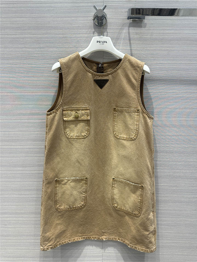 Pra*a washed distressed work pocket dress