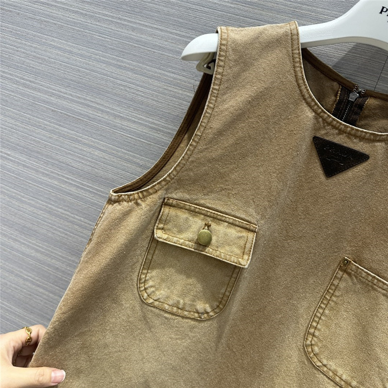 Pra*a washed distressed work pocket dress