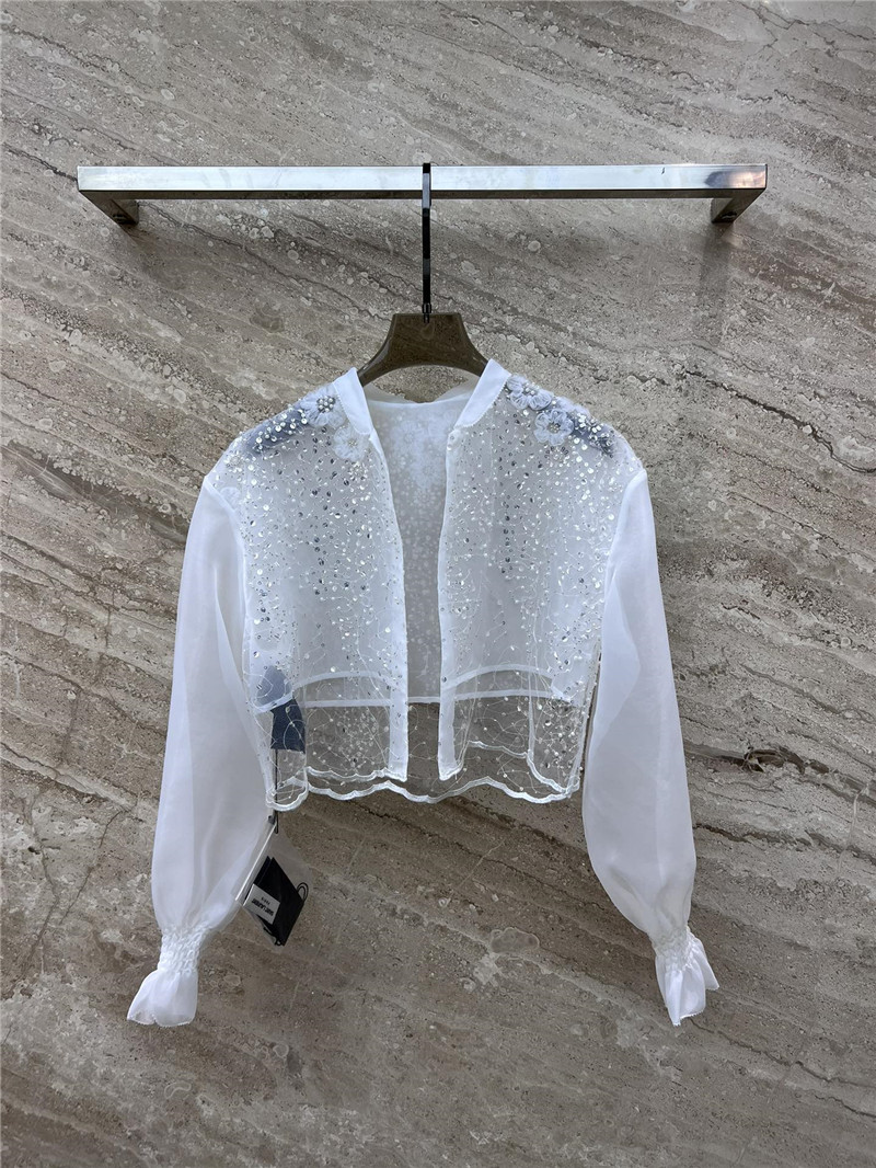 Y51 sparkling sequined heavy handmade flower shirt