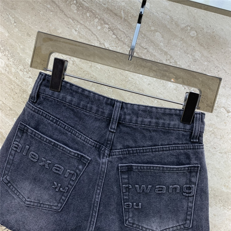 A1exa*der wang embossed lettering denim shorts