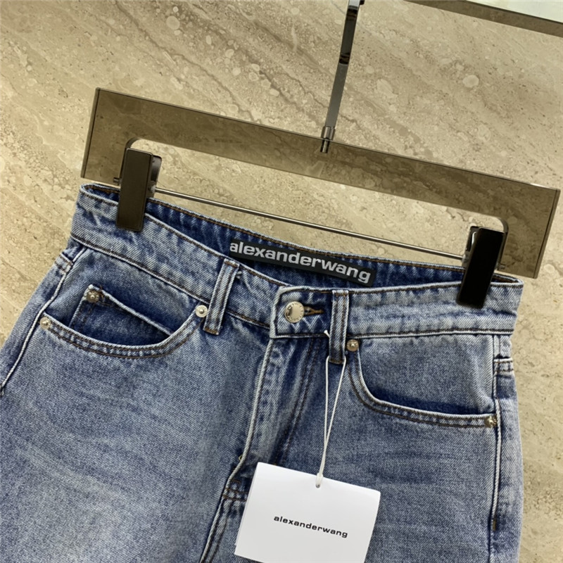 A1exa*der wang embossed lettering denim shorts
